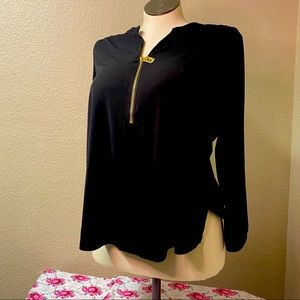 Michael kors zip blouse xl gold detail
